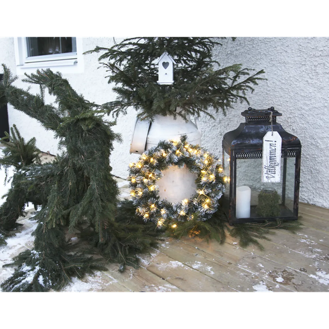 Julekrans med lys Edmonton 50 cm 30-lys - Grønn
