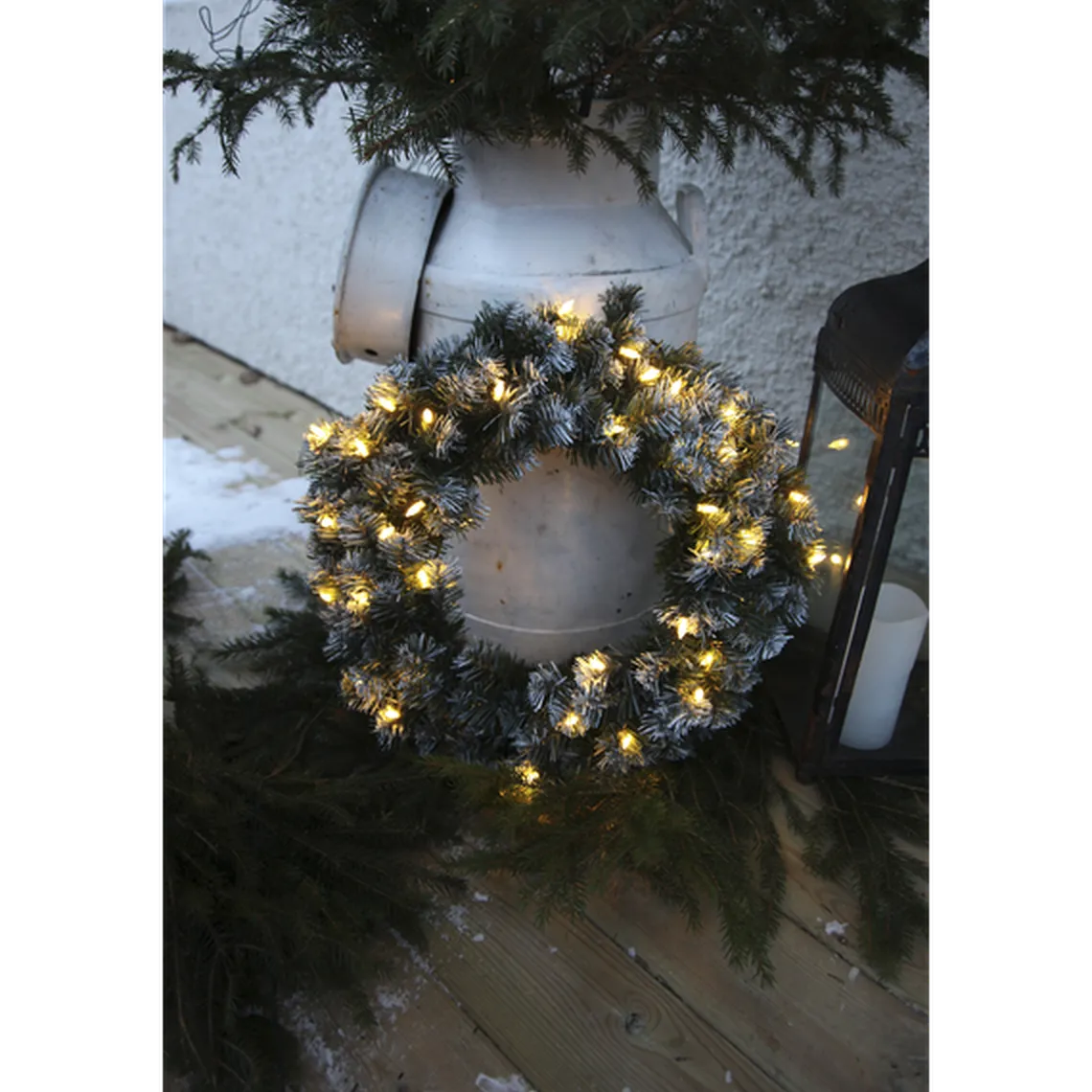 Julekrans med lys Edmonton 50 cm 30-lys - Grønn