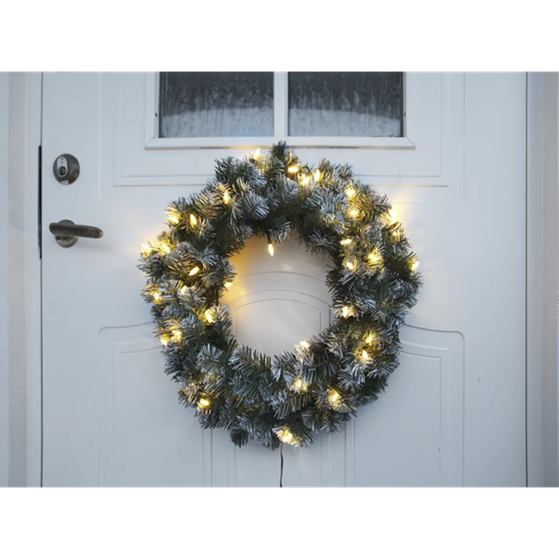 Julekrans med lys Edmonton 50 cm 30-lys - Grønn