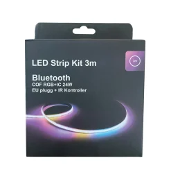 LED Strip kit 27W RGB med EU-plug, dimmer, bluetooth og fjernkontroll - 3 meter