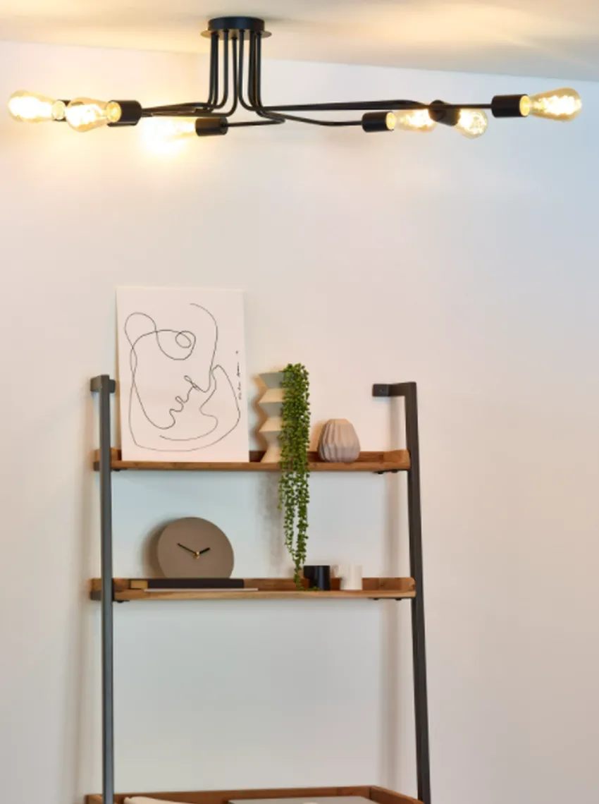Lester taklampe 8 arm - Svart