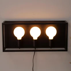 Lisboa vegglampe trippel - Svart/Messing
