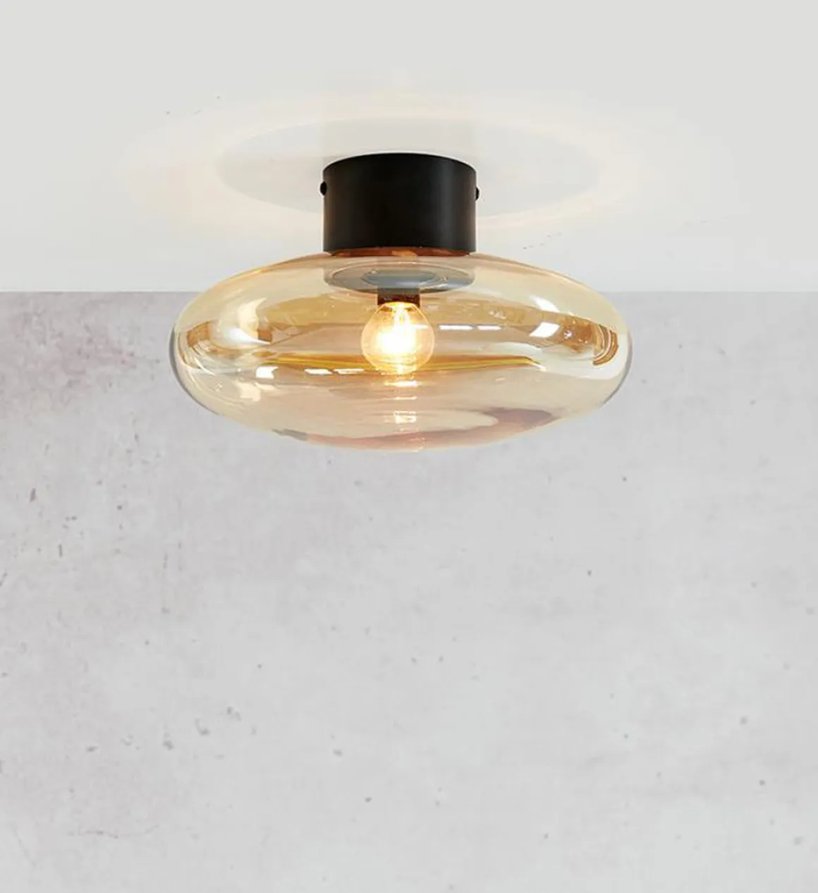 Locus vegg/taklampe - Svart/Amberfarget - Svart / Amber