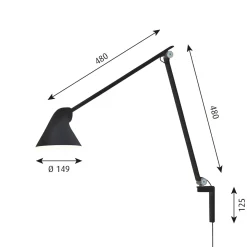 Louis Poulsen NJP lang vegglampe
