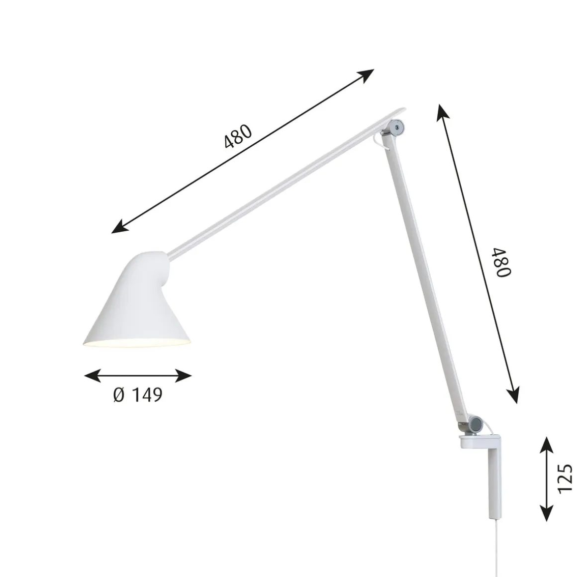 Louis Poulsen NJP lang vegglampe