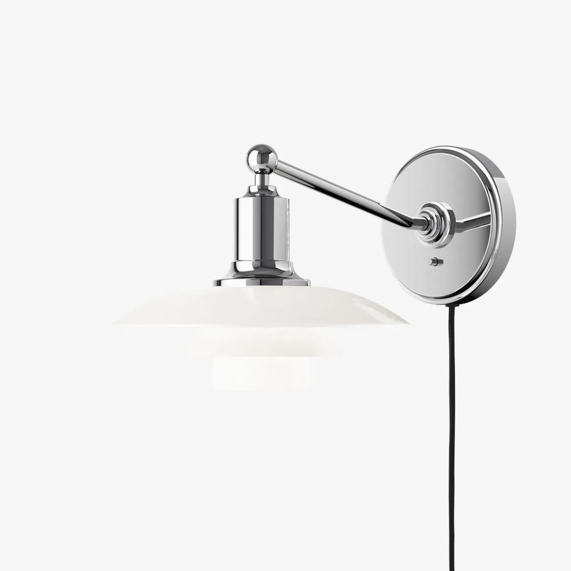Louis Poulsen PH 2/1 Vegglampe Hvitt opalt glass - Krom / Opal