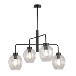 Lukka takpendel 4 lys- Svart/Klart glass
