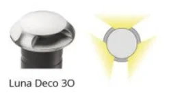 Luna Deco 3 uplight utendørs 3W 3000 Kelvin IP67 - Rustfritt stål