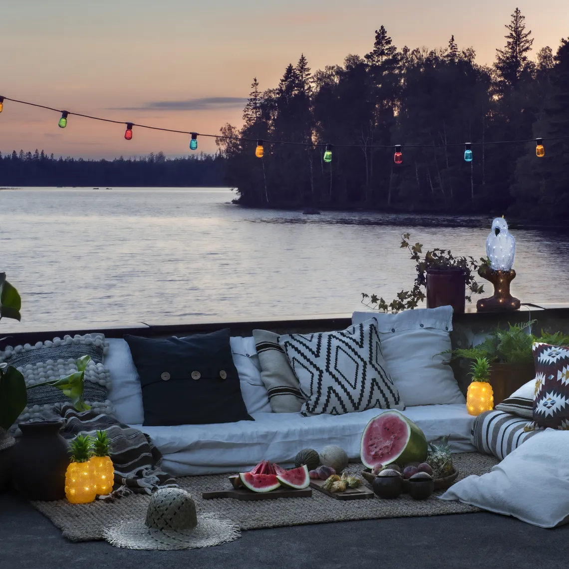 Lysslynge 40 mini lys - Flerfarget