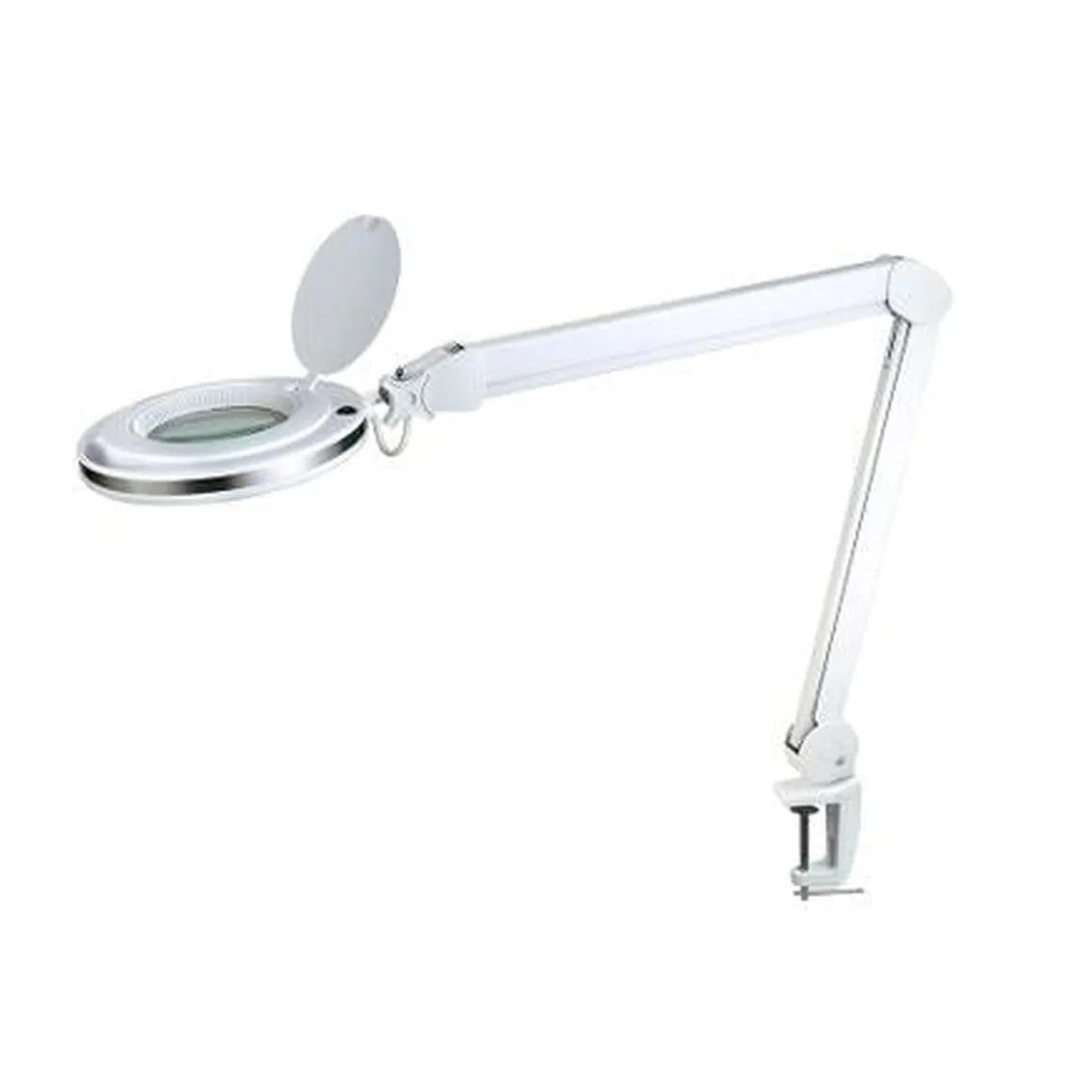 Magni bordlampe med klips og forstørrelsesglass 8W LED - Hvit