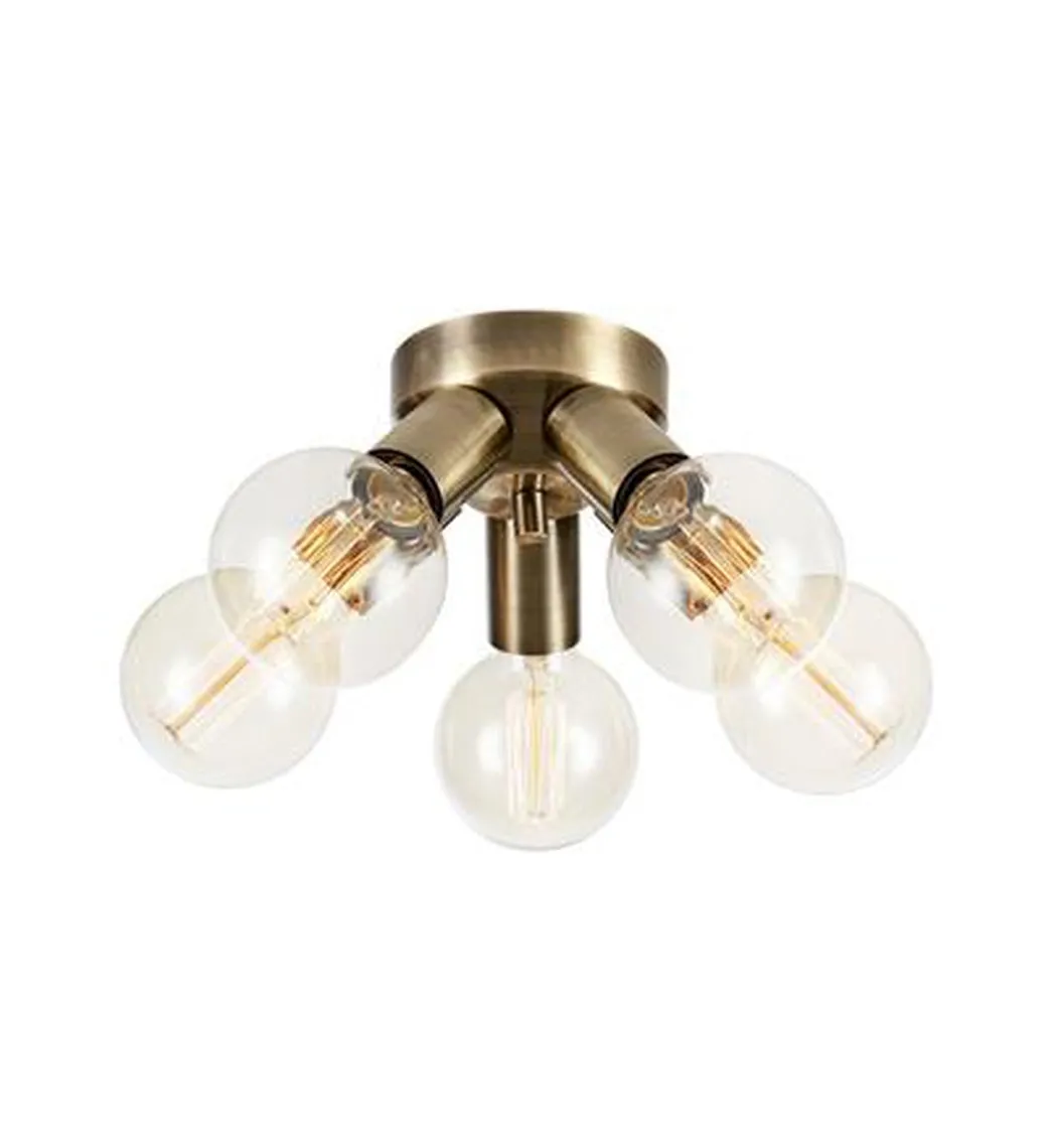 Mazzo taklampe 5-lys - Antikk messingfarget - Messing