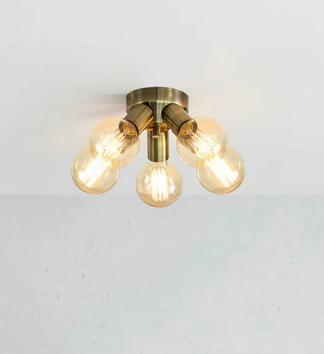 Mazzo taklampe 5-lys - Antikk messingfarget - Messing