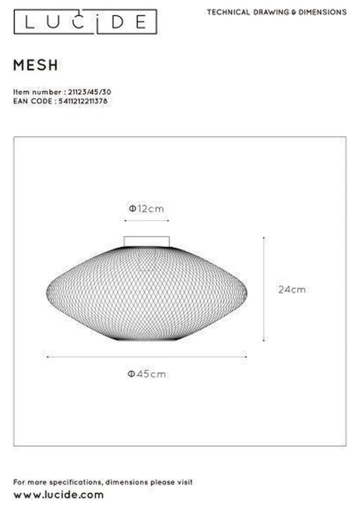 Mesh taklampe 45 cm