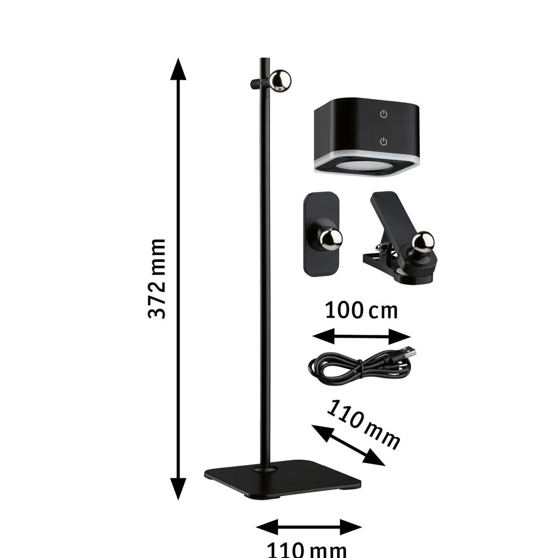 Mobil portabel bord/vegglampe oppladbar 1,6W 2700-6500 Kelvin