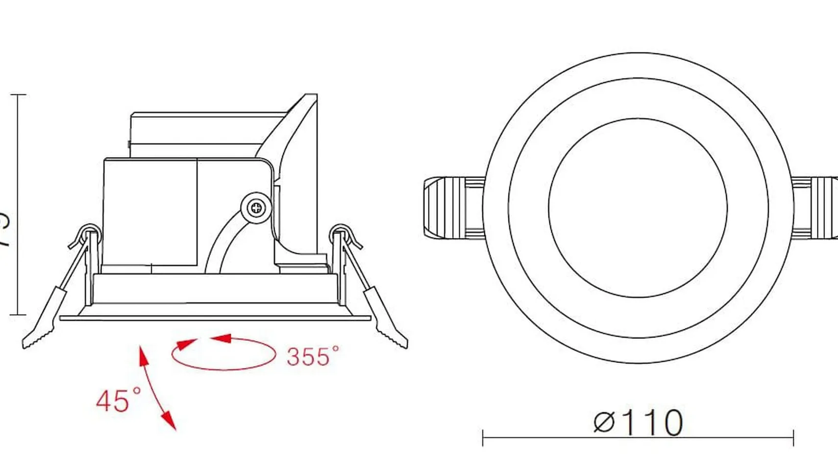 Modfun X 110 downlight 12,3W 2700 Kelvin CRI 90