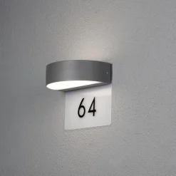 Monza vegglampe m/husnummer - Mørkgrå