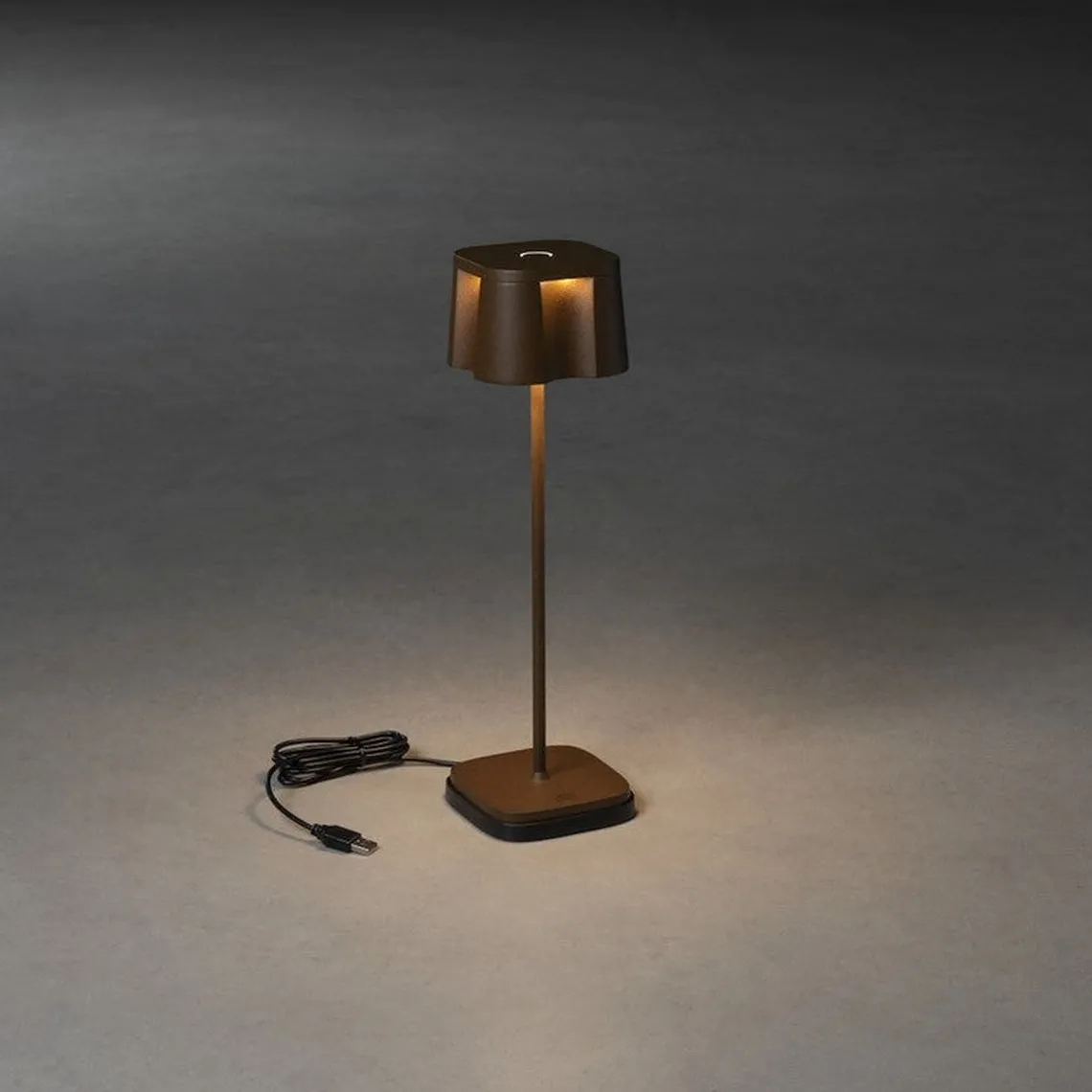 Nice bordlampe 36 cm IP54 oppladbar USB - Rustfarget