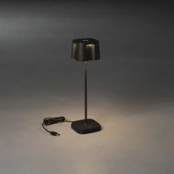 Nice bordlampe 36 cm IP54 oppladbar USB - Svart