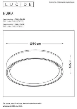Nuria taklampe 50 cm 36 watt 2700 Kelvin 3-step dim