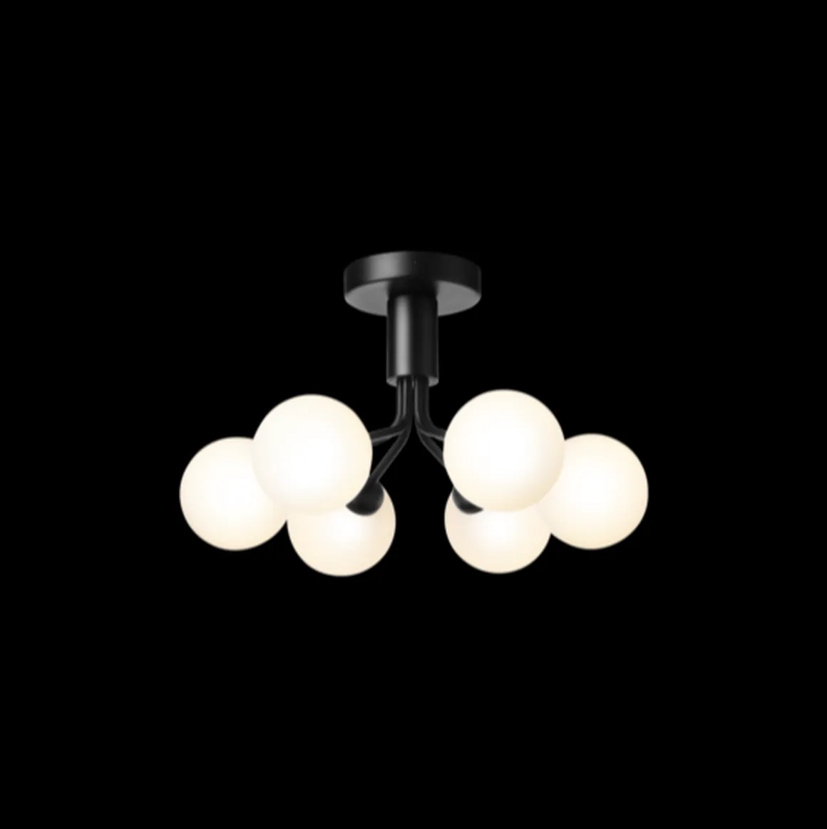 Nuura Apiales 6 taklampe satengsort / opal glass