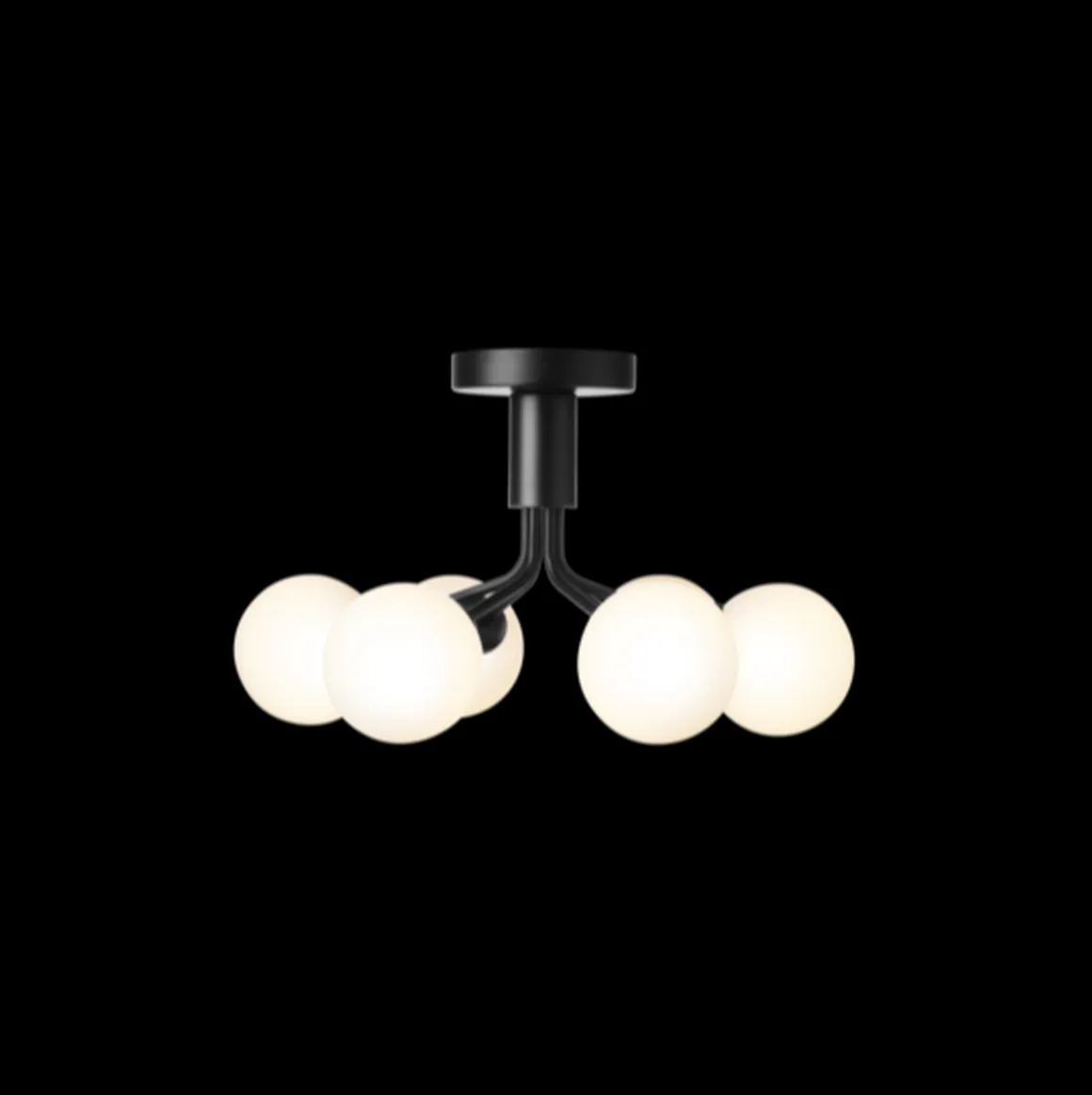 Nuura Apiales 6 taklampe satengsort / opal glass