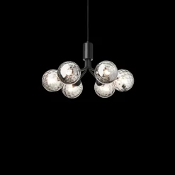 Nuura Apiales 6 taklampe - satin svart - optic røyk glass