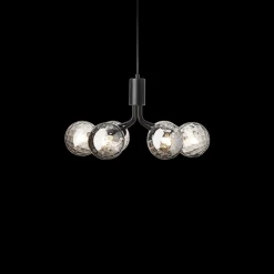 Nuura Apiales 6 taklampe - satin svart - optic røyk glass
