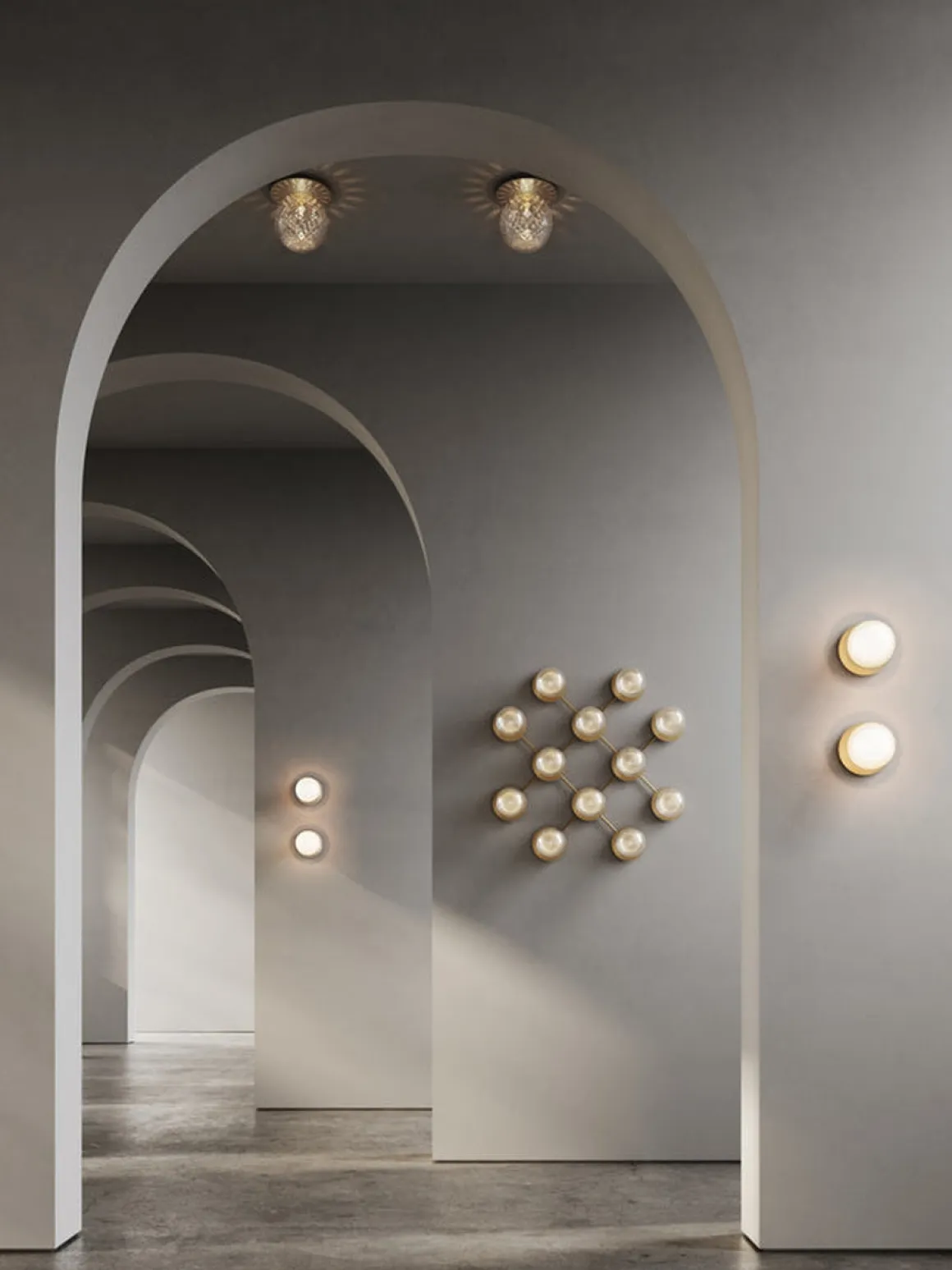 Nuura Liila 1 vegglampe/taklampe - medium - light silver / optikk