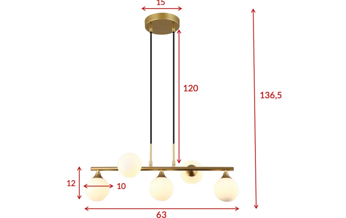 Orb takpendel 63 cm - Opal/Messingfarget