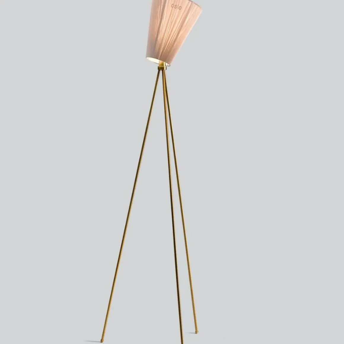 Oslo Wood gulvlampe gull med skjerm