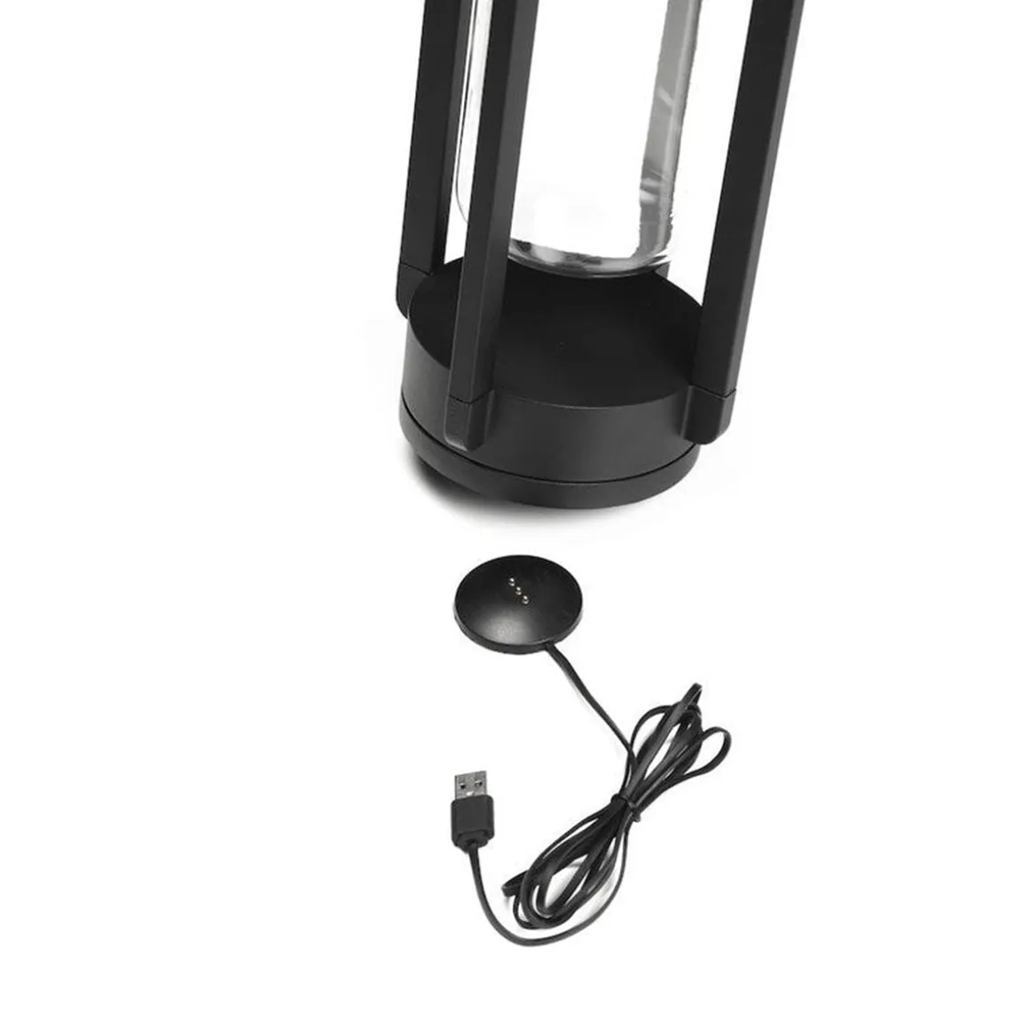 Otranto lanterne bord/gulv 44 cm IP54 oppladbar USB - Svart