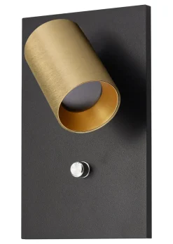 Oz K1 vegglampe m/USB - Svart/Gullfarget