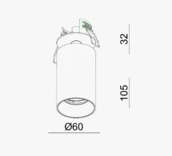 Oz Recessed downlight spot - signal Hvit/Svart
