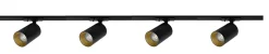 Oz spotskinne 4 spotter 2 meter - Svart/Gull