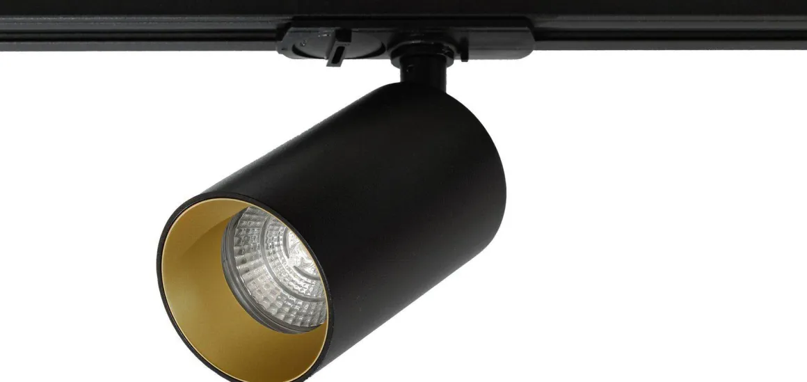 Oz spotskinne 4 spotter 2 meter - Svart/Gull
