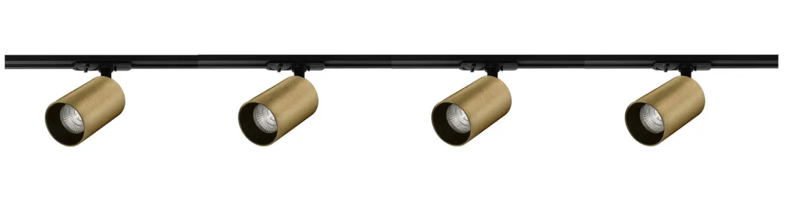 Oz spotskinne 4 spotter 2 meter - Svart/Messing