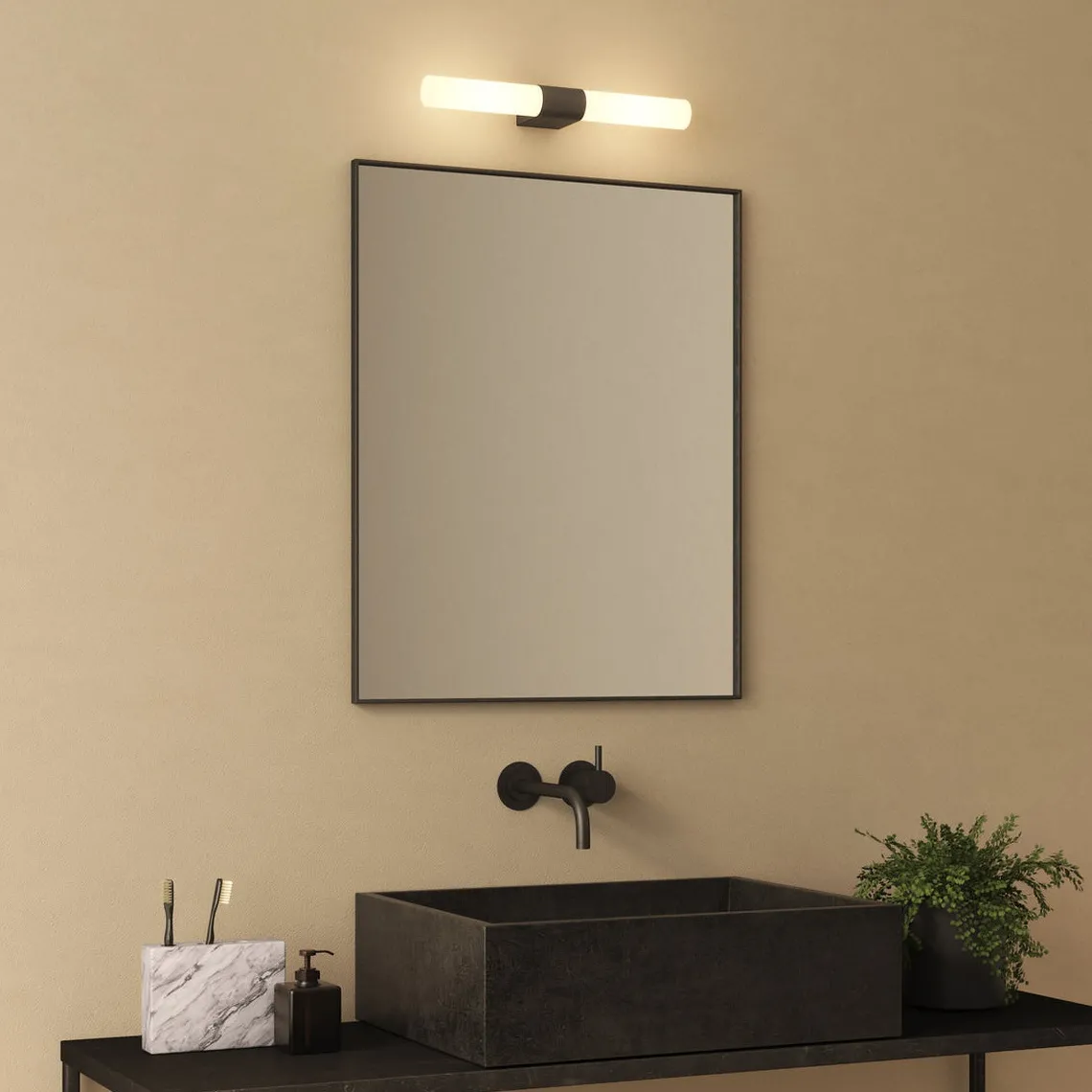 Padova vegglampe for baderom IP44 G9 - Svart/Opal