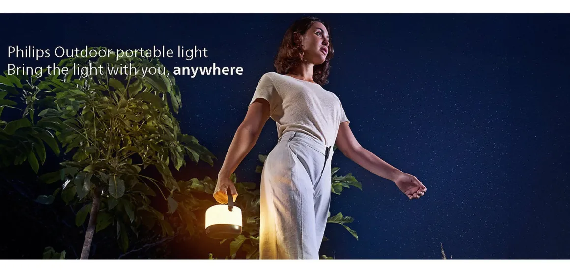 Philips Alula oppladbar utendørslampe 1,2W IP44 RGB-partymodus - Solcelle