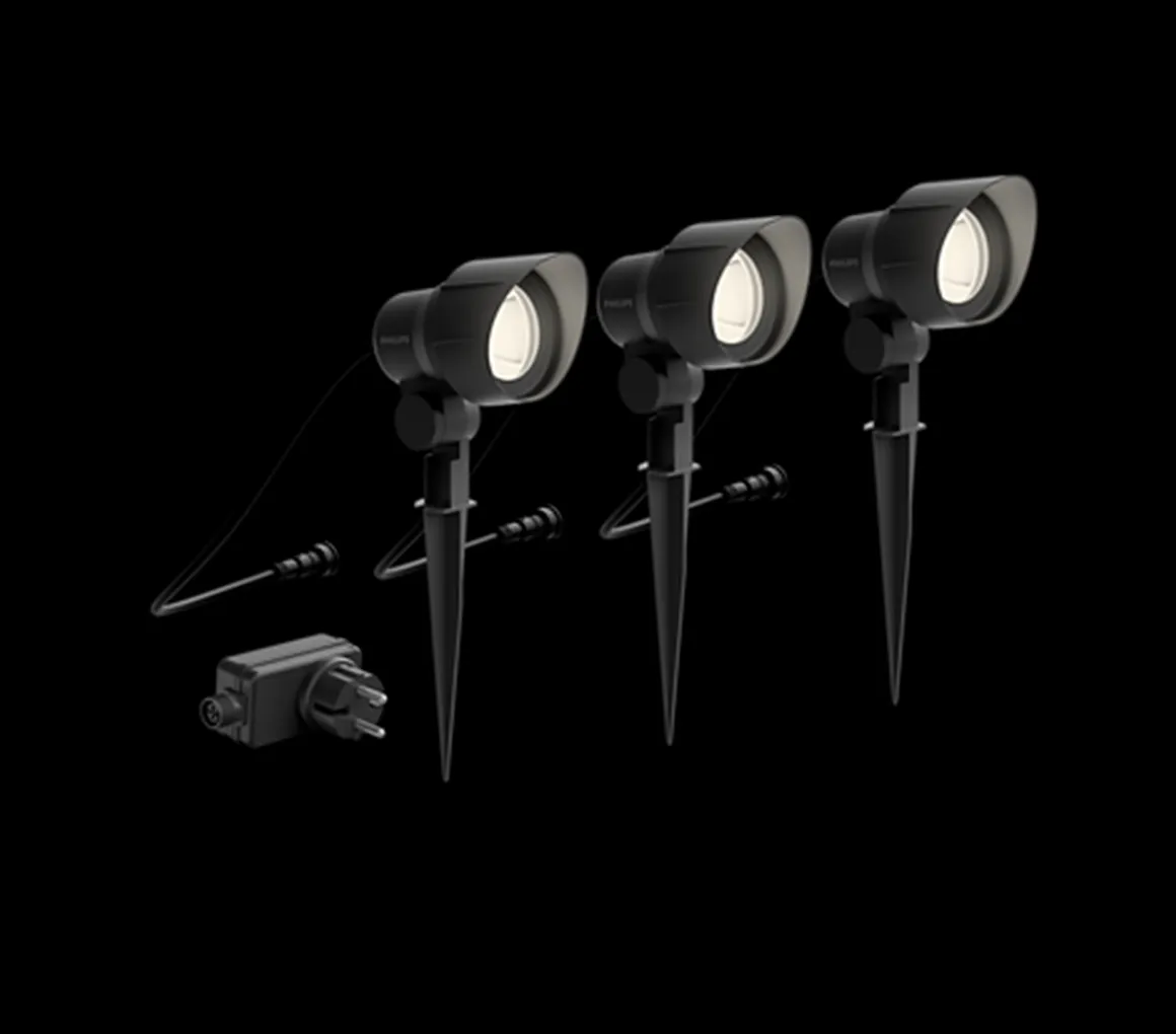 Philips Gardenlink uplight 2700K 6W IP44 3-pakning - Svart - 12Volt