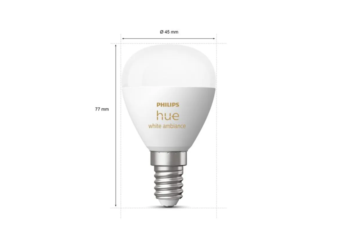 Philips Hue P45 E14 lyspære 5,1W 2200-6500K White Ambiance - 2 pakning