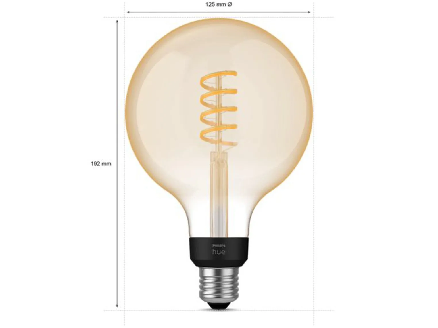 Philips Hue white LED 7W E27 G125 2200-4500 Kelvin - 125 mm