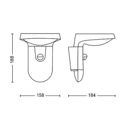 Philips Tyla vegglampe 1,2W 3000 Kelvin IP44 solcelledrevet med dag/natt og bevegelses sensor