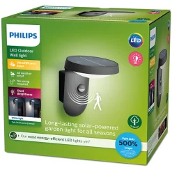Philips Tyla vegglampe 1,2W 3000 Kelvin IP44 solcelledrevet med dag/natt og bevegelses sensor