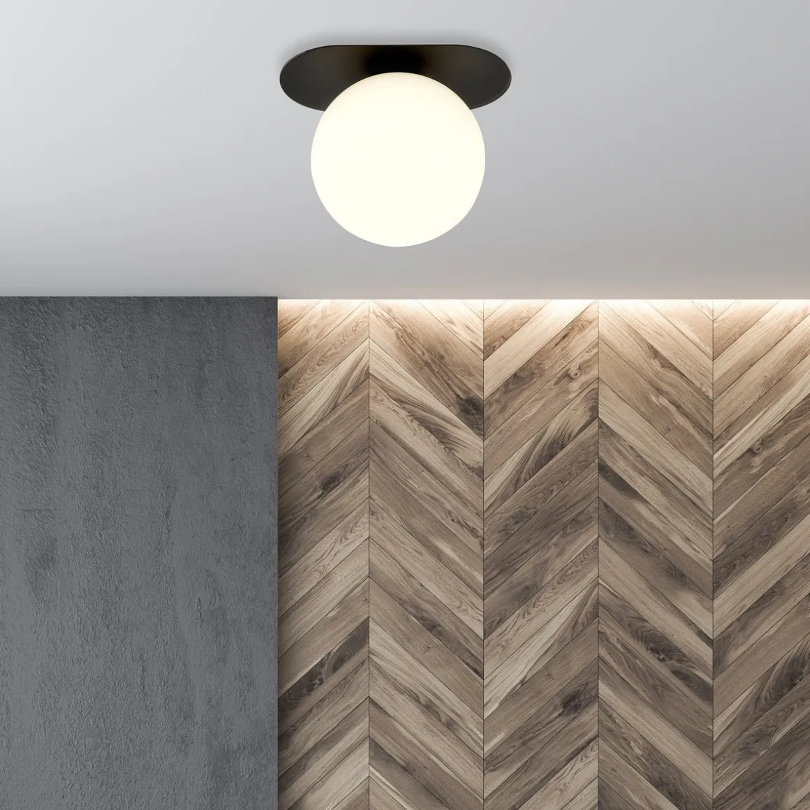 Plaza taklampe 1 lys - Svart/Opal