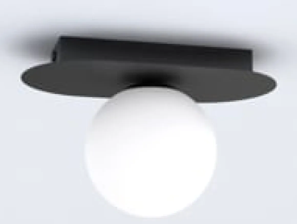 Plaza taklampe 1 lys - Svart/Opal