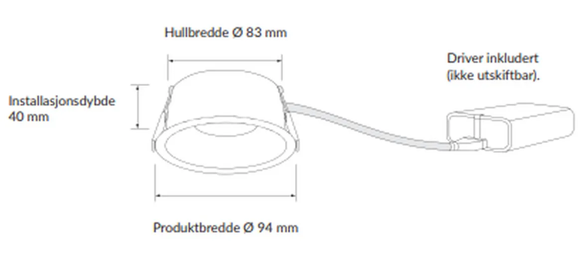 Plejd smart lavtbyggende spot / downlight 2200-4000K IP44 8W RA90