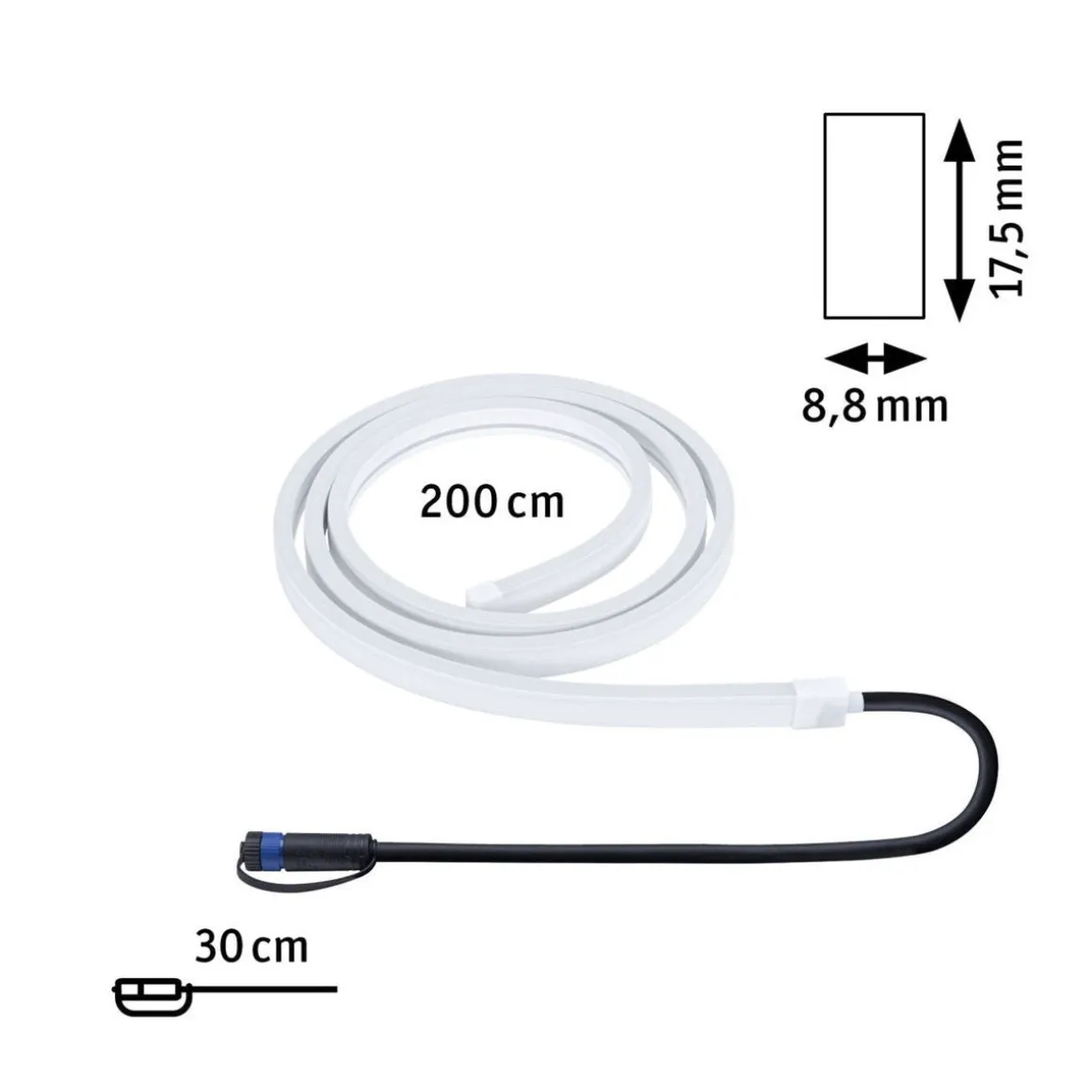 Plug & Shine LED Strips 2 meter 12W 3000 Kelvin IP68