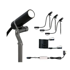 Plug & Shine Platini spot med spyd 2W 3000 Kelvin IP65 - 3 pakning med strømforsyning