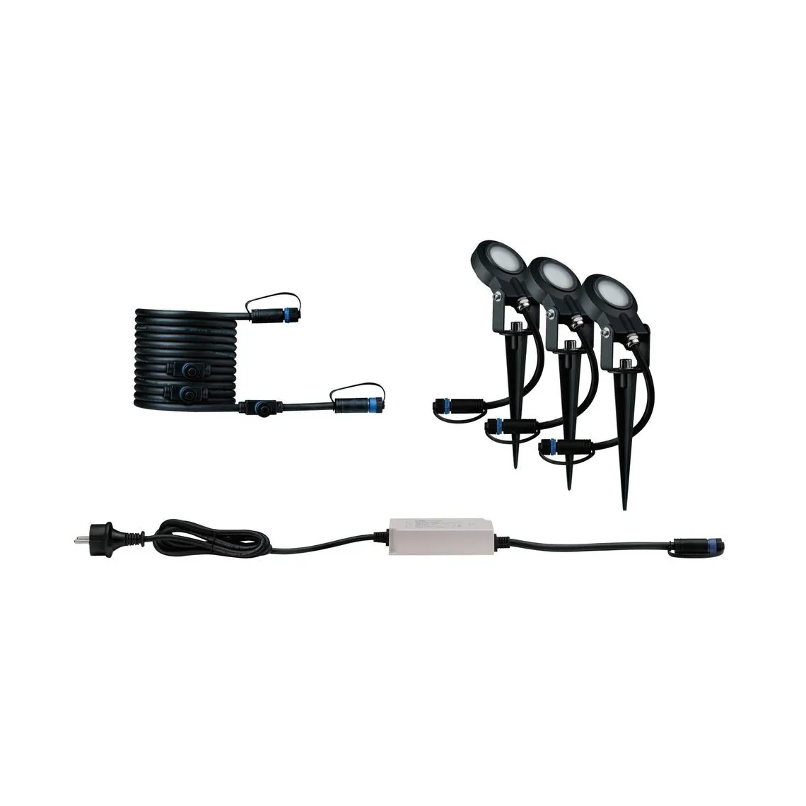 Plug & Shine Sting spot med spyd 6,4W 3000 Kelvin IP67 - 3 pakning startsett