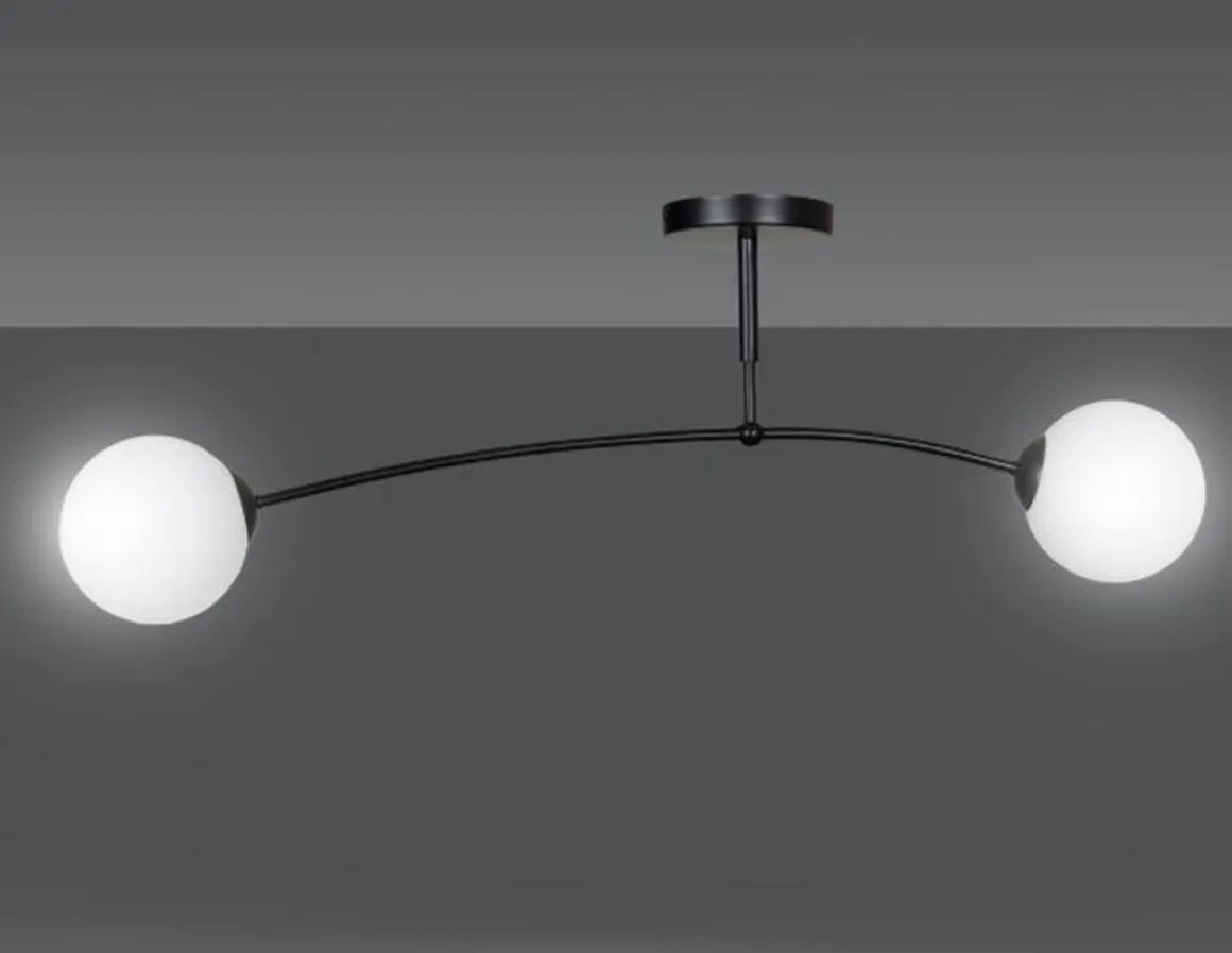 Pregos taklampe 2 lys - Svart/Opal